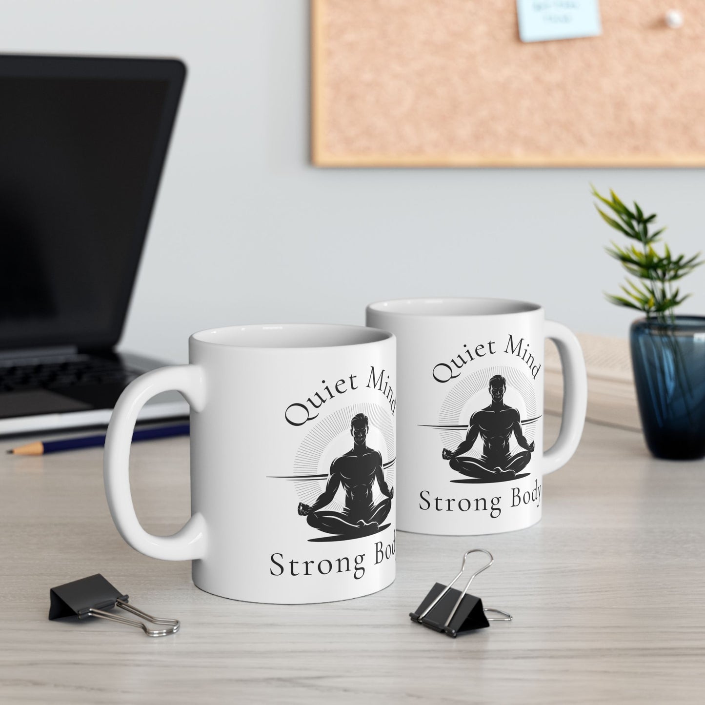 "Quiet Mind, Strong Body" Mindful Balance Ceramic Coffee Mug
