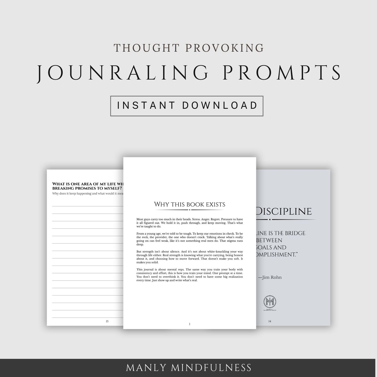 Mental Reps | A Journaling Guide for Men | 25 Prompts for Mental Strength & Self-Awareness (Digital Download eBook)